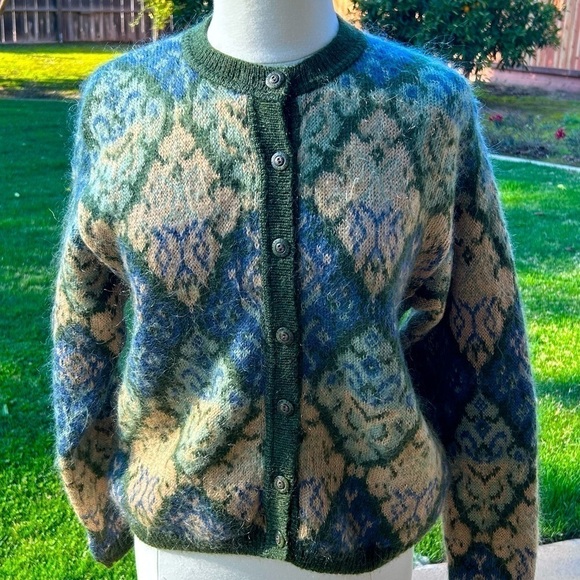 Equorian Heritage Rare 70s Vintage Button Down Cardigan Sweater | Size Medium - Picture 1 of 9
